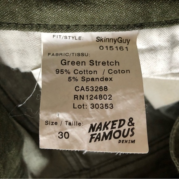 Naked & Famous Denim Skinny Guy Green Stretch Jeans Size 30 - Picture 11 of 16